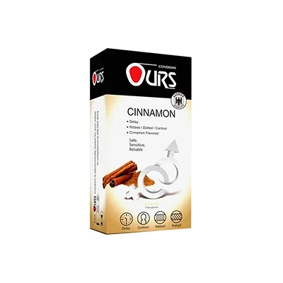 کاندوم تاخیری خاردار و شیاردار دارچینی اورز مدل Cinnamon بسته 12 عددی