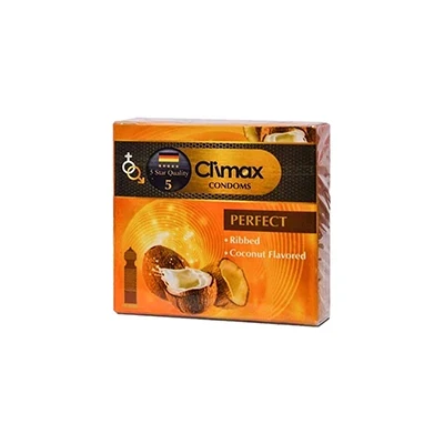 کاندوم شیاردار کلایمکس نارگیلی مدل Perfect بسته 3 عددی