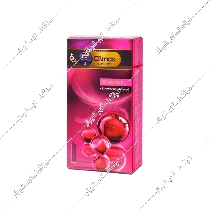 کاندوم ساده کلایمکس توت فرنگی مدل Sensitive بسته 12 عددی